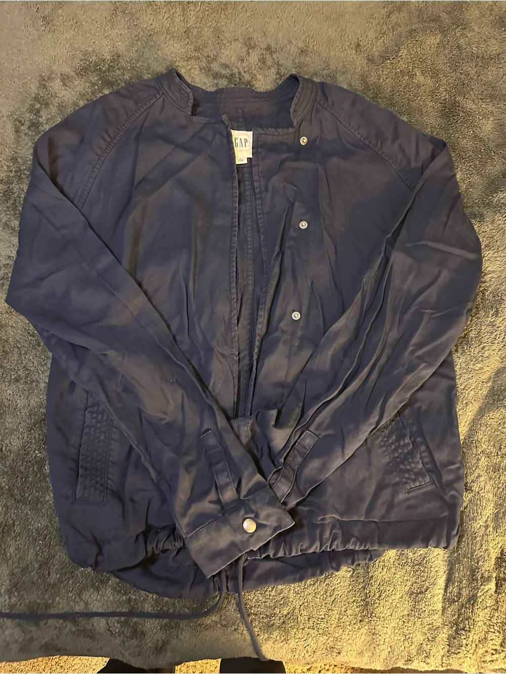 GAP Navy Blue TENCEL Lyocell Utility Moto Jacket - Size L Tall